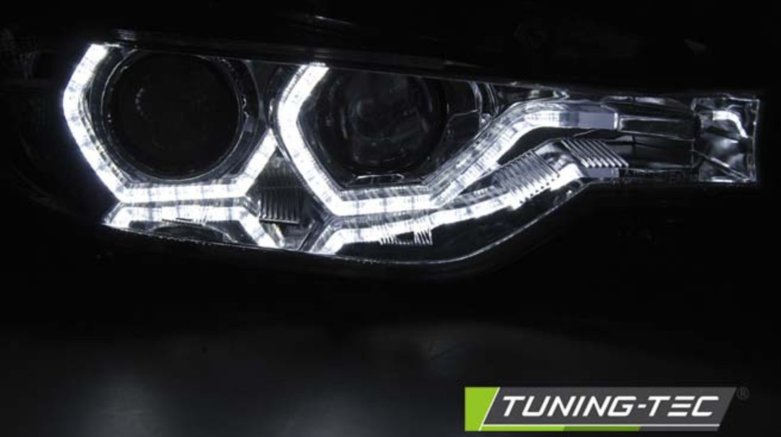 Faruri ANGEL EYES LED DRL Crom look compatibila BMW F30/F31 LCI 15-18