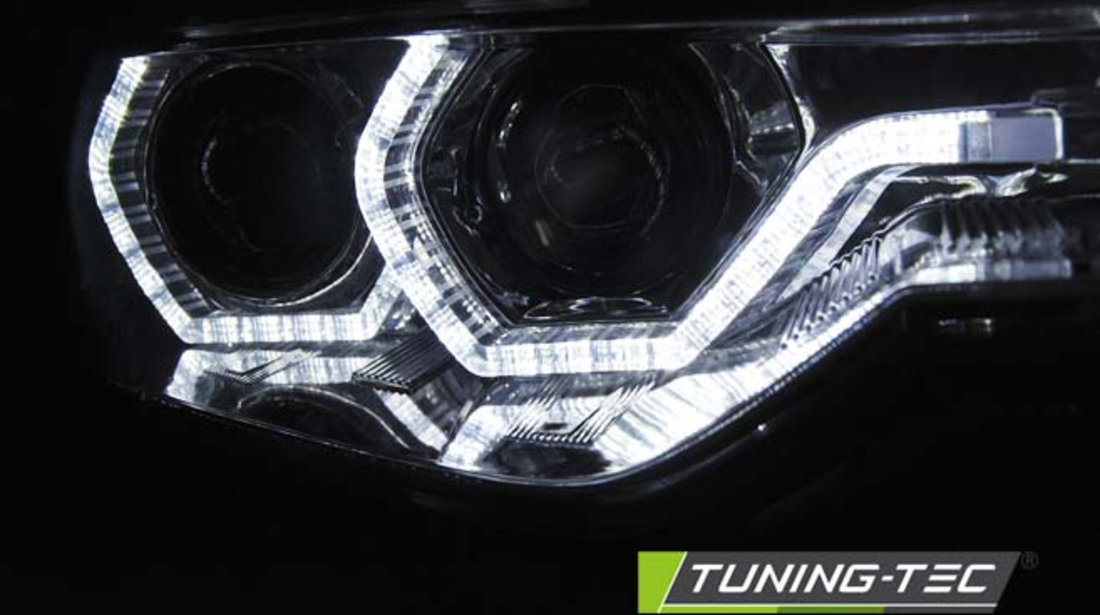 Faruri ANGEL EYES LED DRL Crom look compatibila BMW F30/F31 LCI 15-18