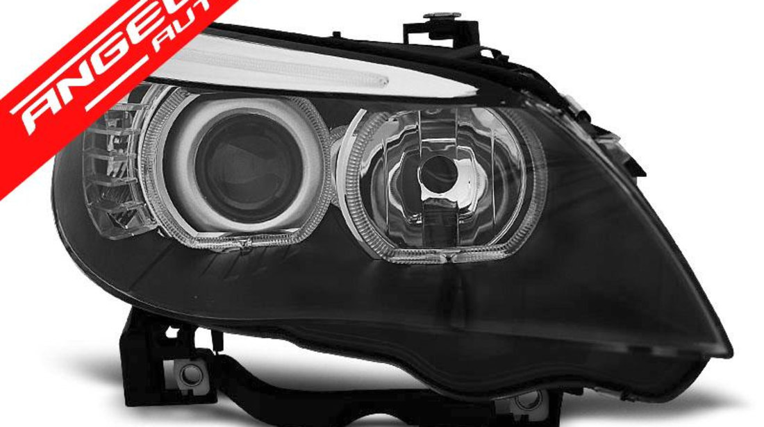 Faruri ANGEL EYES LED Negru potrivite pentru BMW E60/E61 03-07