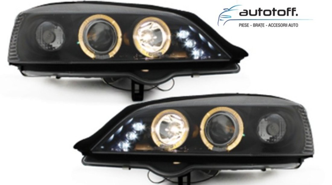 Faruri Angel Eyes LED Opel Astra G (1998-2004) Fundal Negru