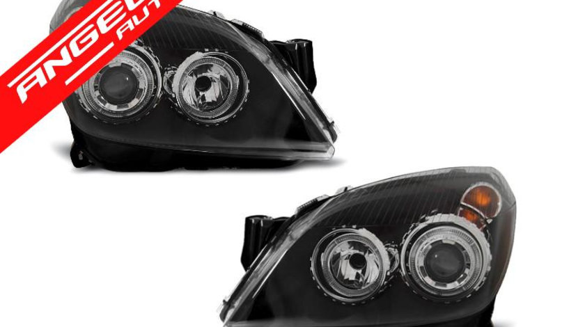 Faruri Angel Eyes Opel Astra H 2004-2009 Negru