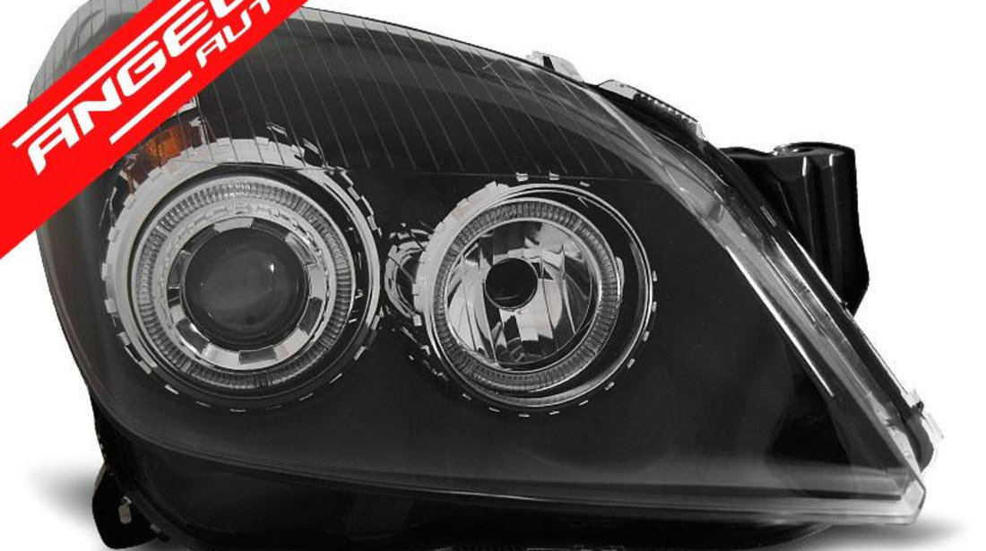 Faruri Angel Eyes Opel Astra H 2004-2009 Negru