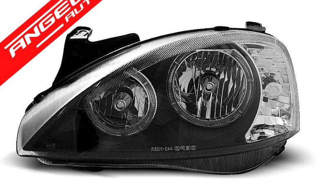 Faruri Angel Eyes Opel Corsa C 2000-2006 Fundal Negru