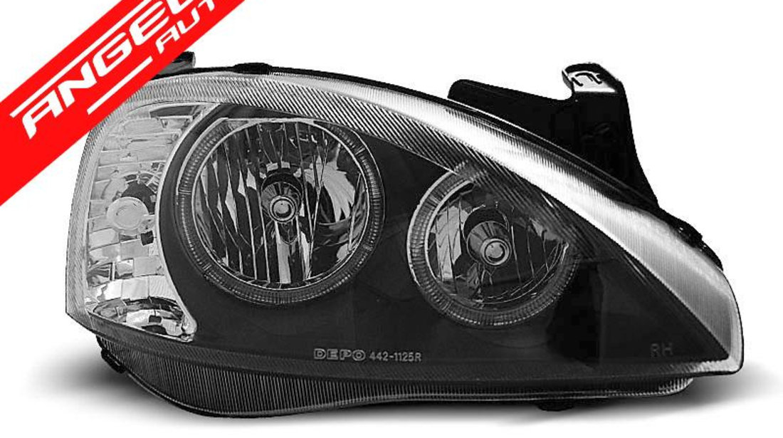 Faruri Angel Eyes Opel Corsa C 2000-2006 Fundal Negru