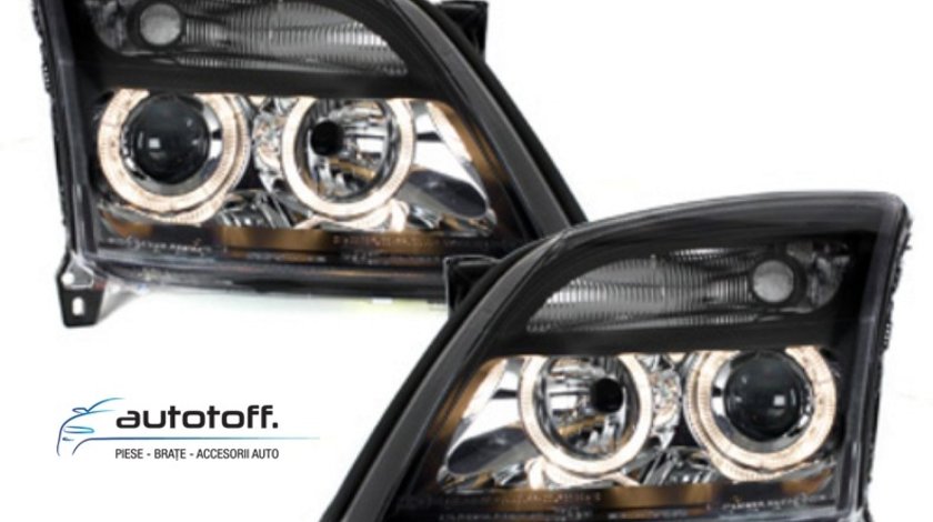Faruri Angel Eyes Opel Vectra C (2002-2005) Fundal Negru