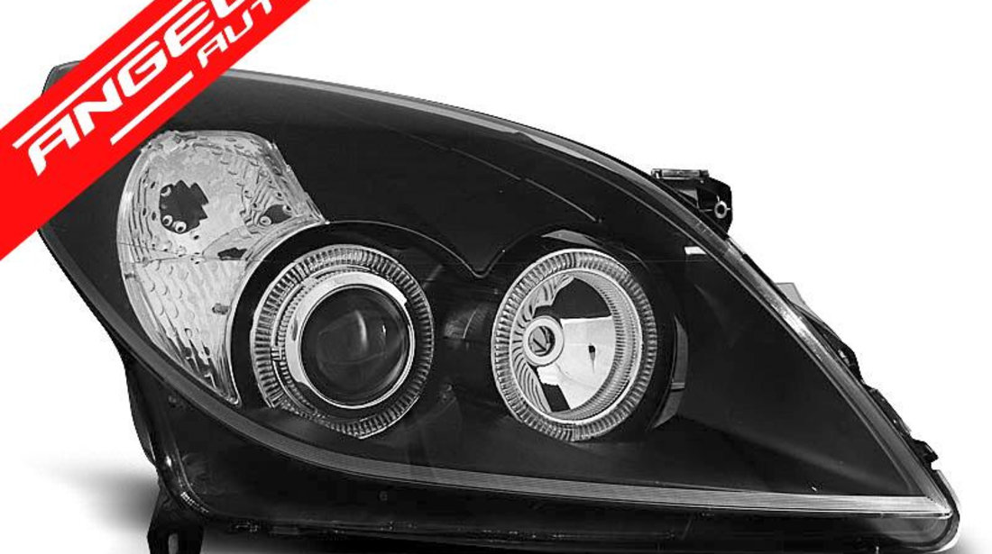 Faruri Angel Eyes Opel Vectra C 2005-2008 Negru