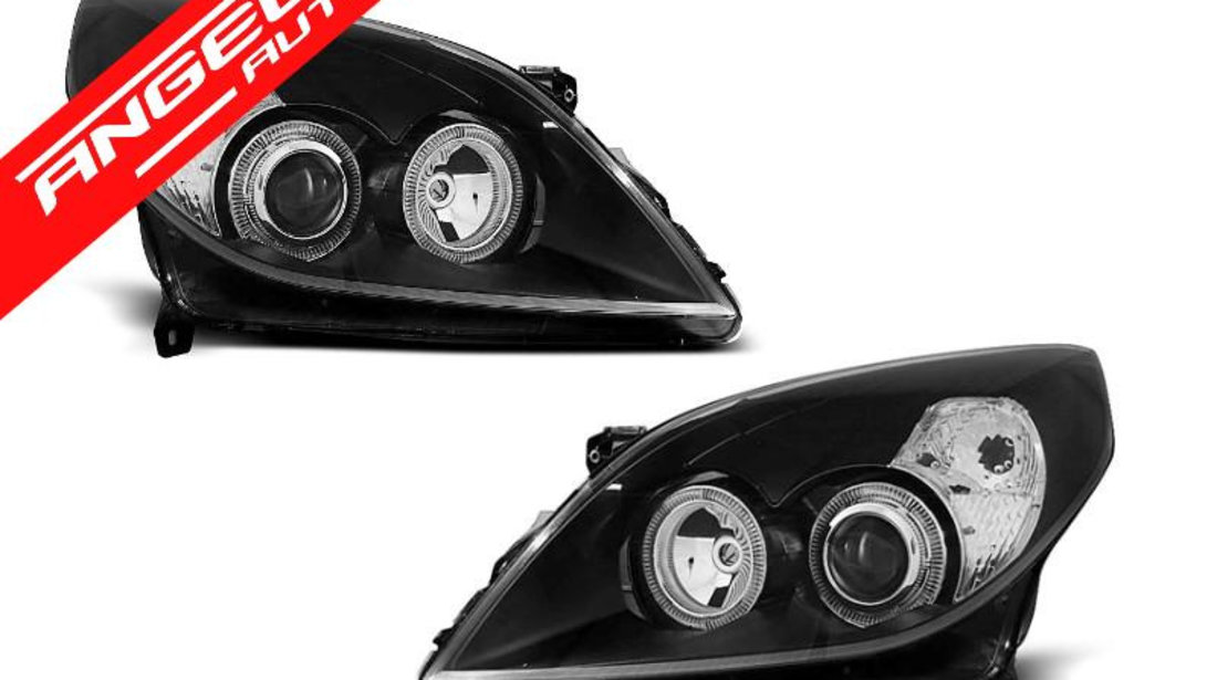 Faruri Angel Eyes Opel Vectra C 2005-2008 Negru