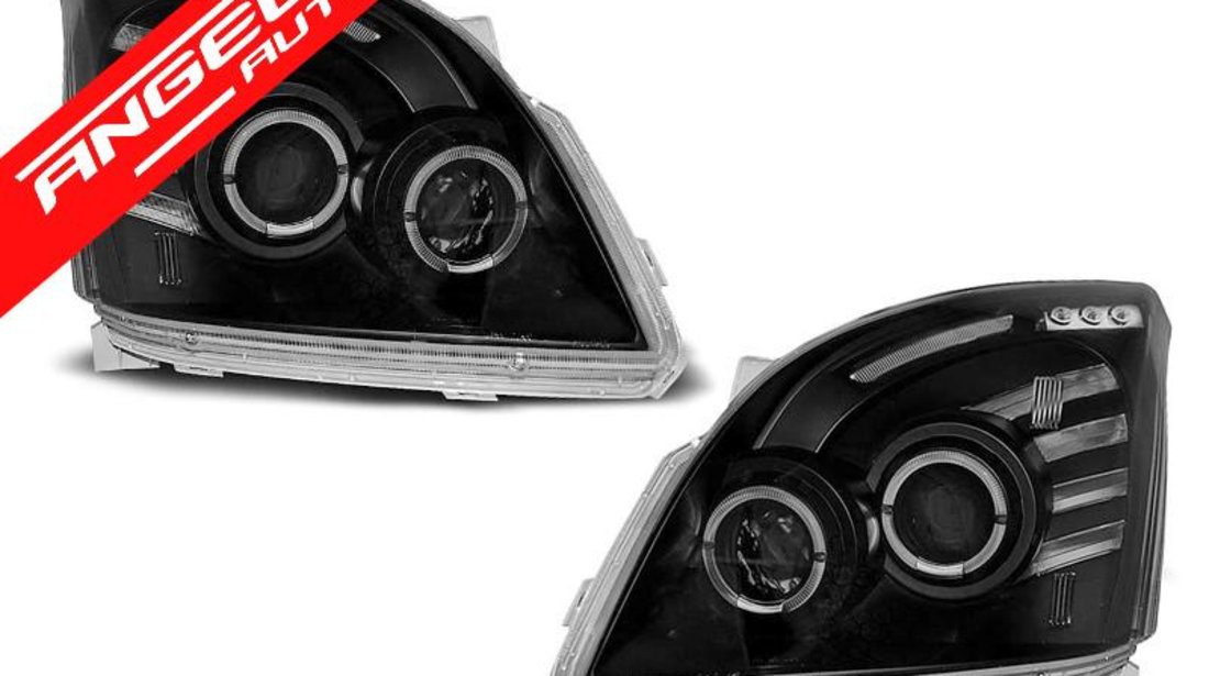 Faruri Angel Eyes Toyota Land Cruiser 120 2003-2009 Negru