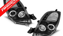 Faruri Angel Eyes Toyota Yaris 2006-2009 Negru