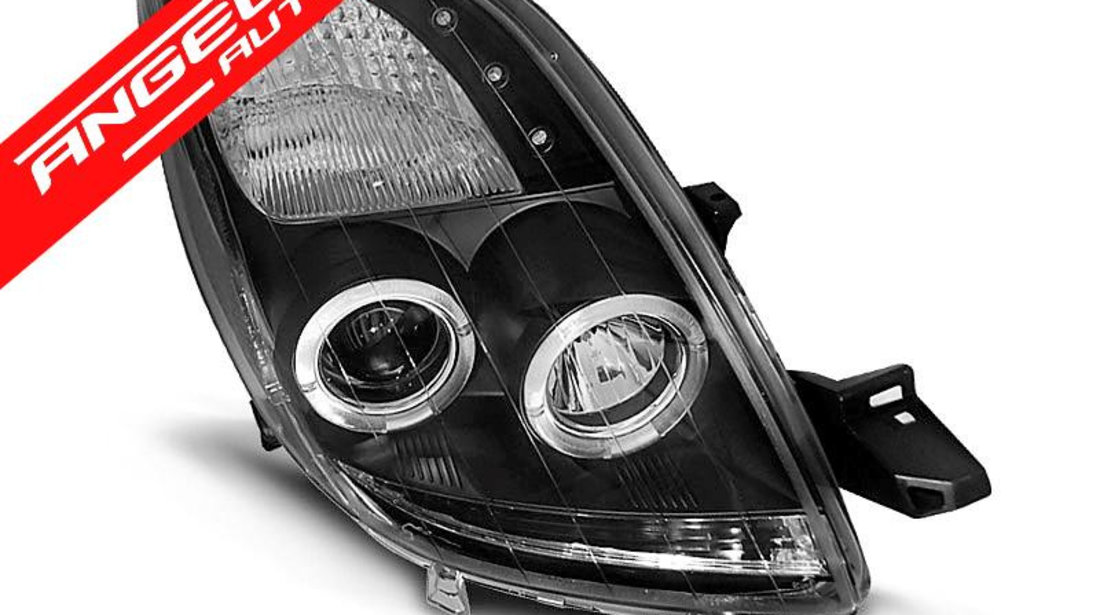 Faruri Angel Eyes Toyota Yaris 2006-2009 Negru