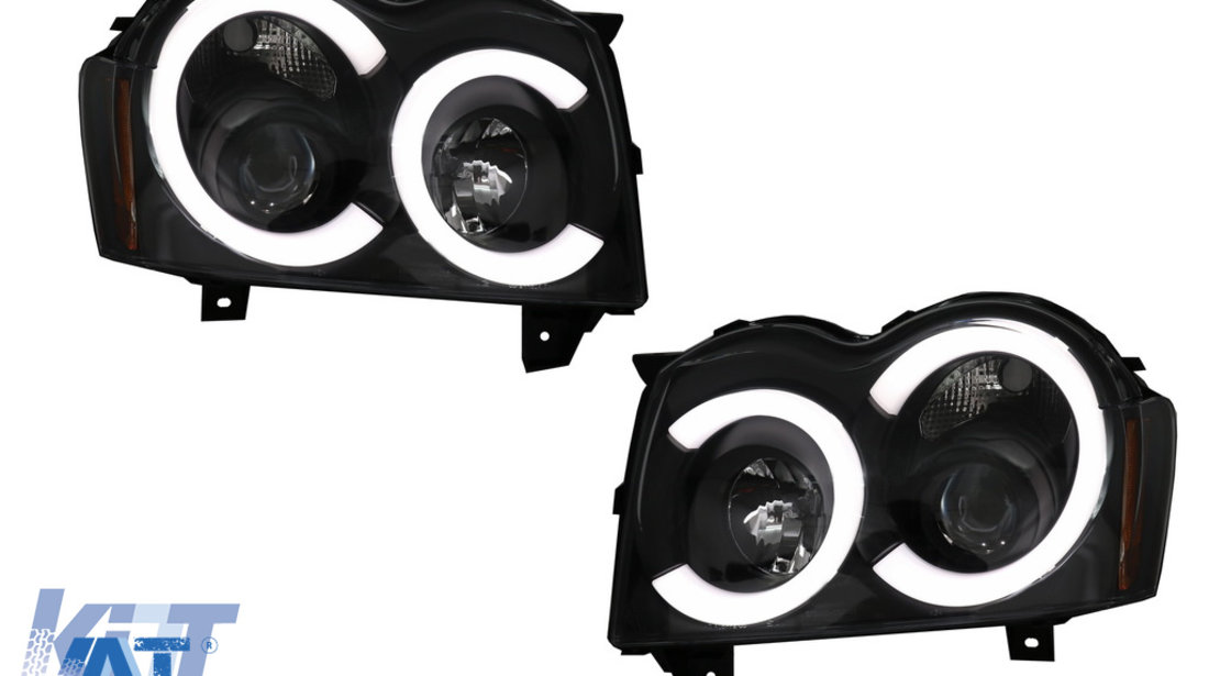 Faruri Angel Eyes TUB LED compatibil cu Jeep Grand Cherokee WK (2005-2008) Negru