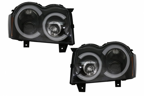 Faruri Angel Eyes TUB LED compatibil cu Jeep Grand Cherokee WK (2005-2008) Negru HLJEGCWHB