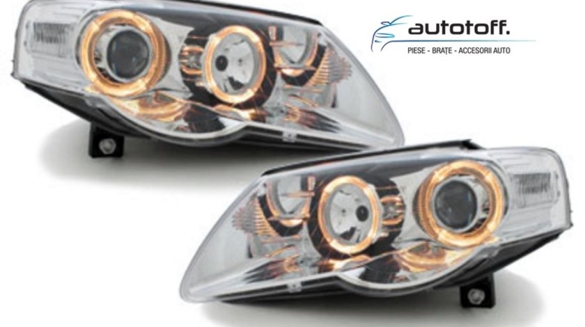 Faruri Angel Eyes VW Passat 3C (2005-2010) Fundal Crom