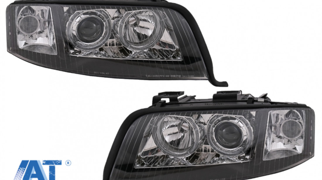 Faruri Angel Eyes Xenon compatibil cu A6 4B C5 (06.2001-05.2004) LHD sau RHD Negru