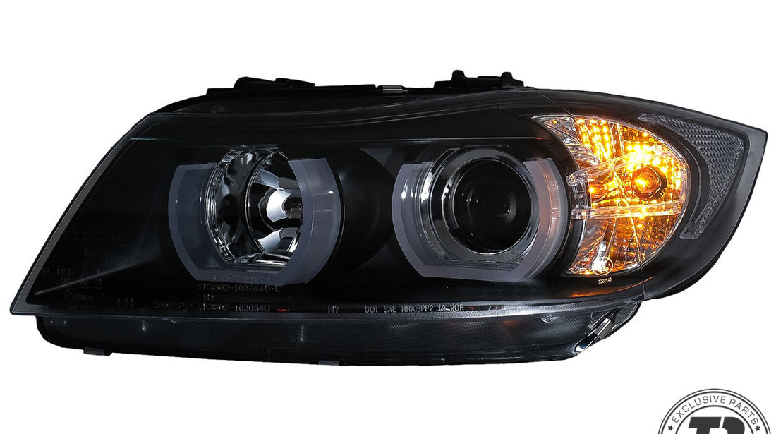 Faruri Angel Eyes Xenon U-Led 3D compatibile cu BMW Seria 3 E90/ E91 (05-08)