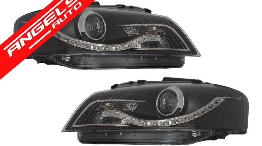 Faruri AUDI A3 8P DAYLINE LED 03-08 negru cu LooK B8