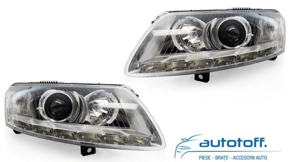 Faruri Audi A6 4F C6 cu LED lumini de zi