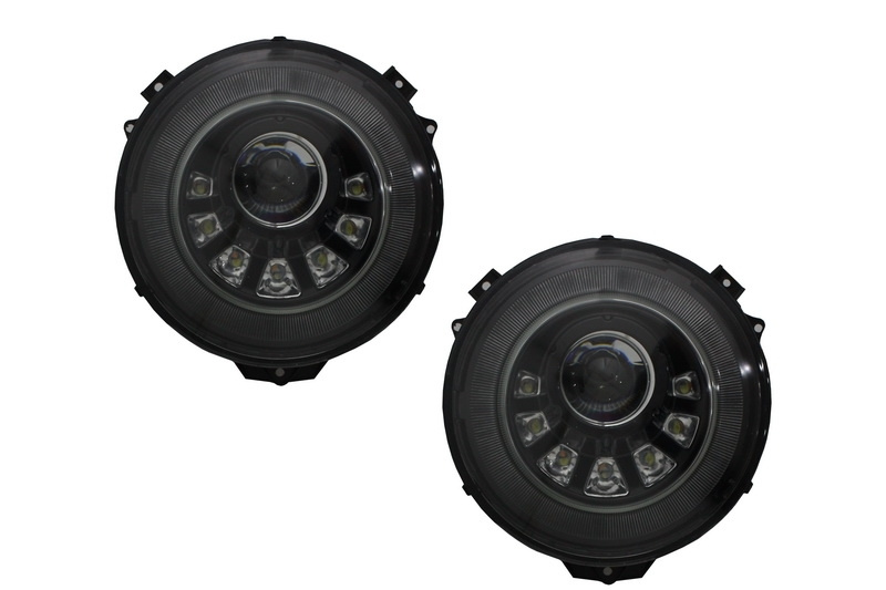 Faruri Bi-Xenon LED compatibil cu Mercedes W463 G-Class (2005-2017) M-look cu semnal secvential dinamic HLMBW463SQBFW