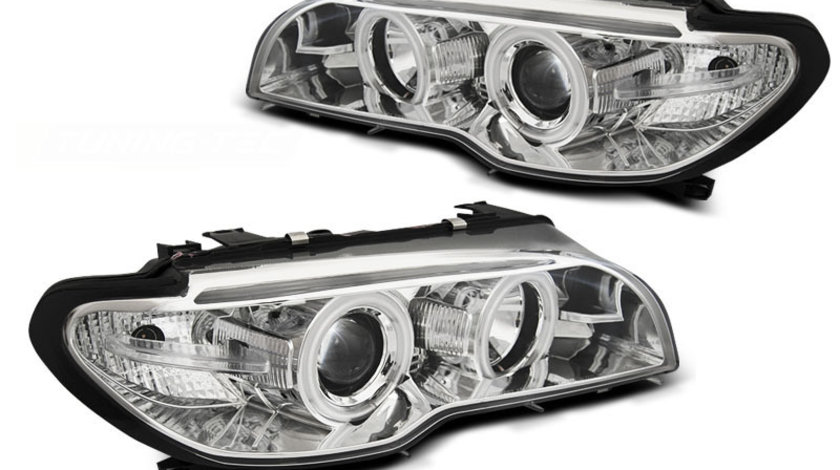 Faruri BMW E46 2003-2006 Coupe Cabrio Angel eyes CCFL Xenon Cromat