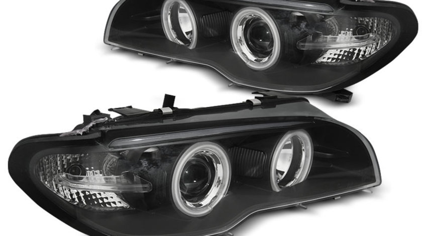 Faruri BMW E46 Coupe Angel eyes CCFL Negru