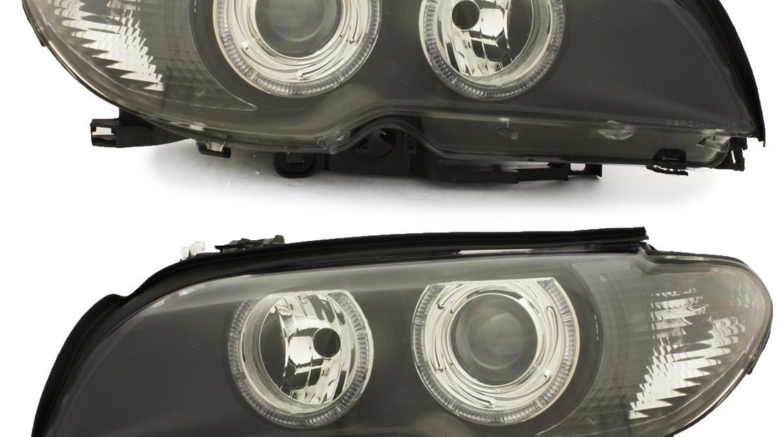 Faruri BMW E46 Coupe Facelift 03-06 Angel Eyes negru