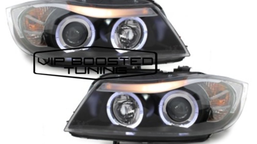 Faruri BMW E90 E91 Sedan Touring (2005~2008) Angel Eyes led Negre