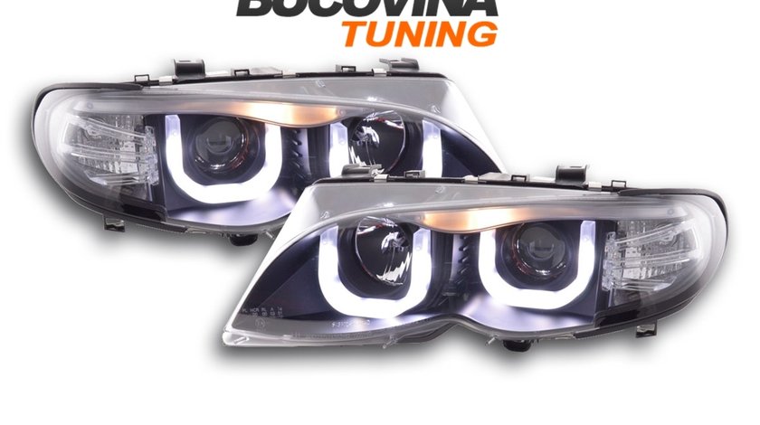 FARURI BMW SERIA 3 E46 (01-05) 4D DRAGON LIGHT TYPE U - BLACK DESIGN