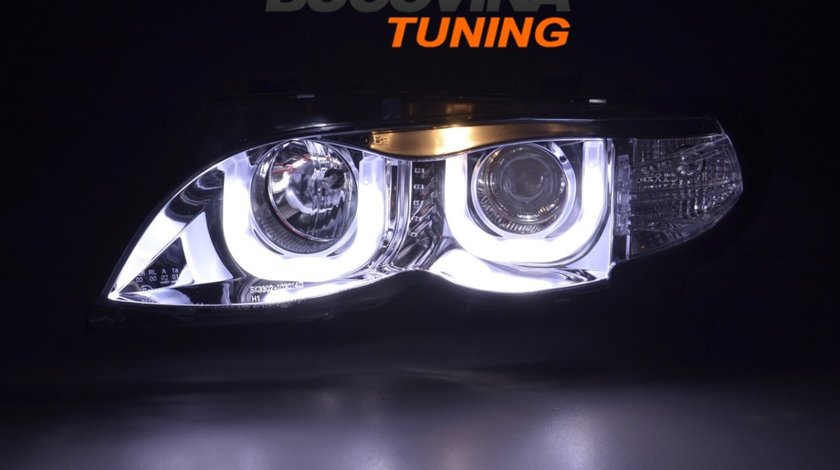 FARURI BMW SERIA 3 E46 (01-05) 4D DRAGON LIGHT TYPE U - CROM DESIGN