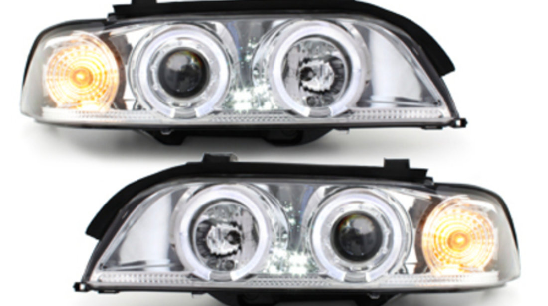 Faruri BMW Seria 5 E39 95-00 Angel Eyes crom