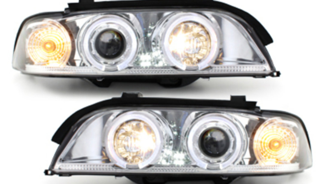 Faruri BMW Seria 5 E39 95-00 Angel Eyes crom