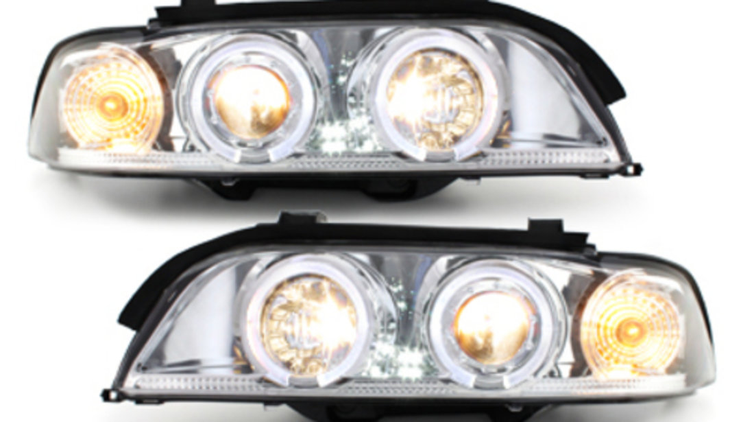 Faruri BMW Seria 5 E39 95-00 Angel Eyes crom