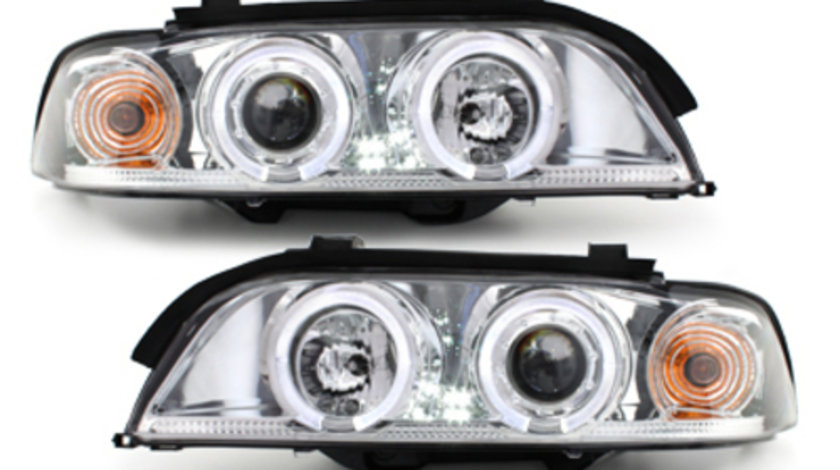 Faruri BMW Seria 5 E39 95-00 Angel Eyes crom