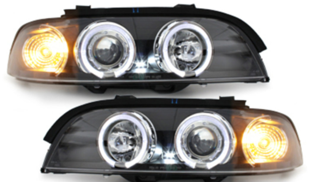 Faruri BMW Seria 5 E39 95-00 Angel Eyes negru