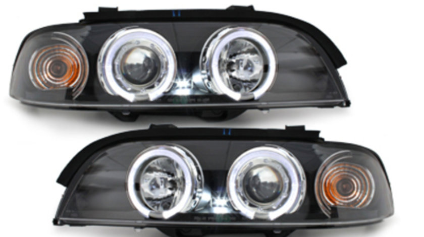 Faruri BMW Seria 5 E39 95-00 Angel Eyes negru