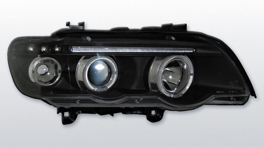 Faruri BMW X5 E53 1999-2003 Angel eyes Negru