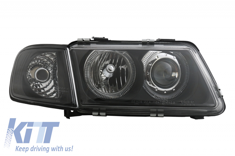 Faruri compatibil cu Audi A3 8L (08.1996-08.2000) Angel Eyes Negru SWA03DB