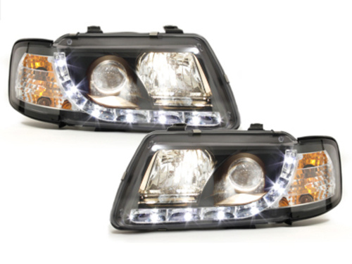 Faruri compatibil cu Audi A3 8L (08.1996-08.2000) DRL Negru SWA03GXB