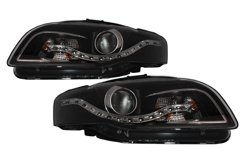 Faruri compatibil cu Audi A4 B7 (11.2004-03.2008) DAYLIGHT DRL Negru SWA08EGXB