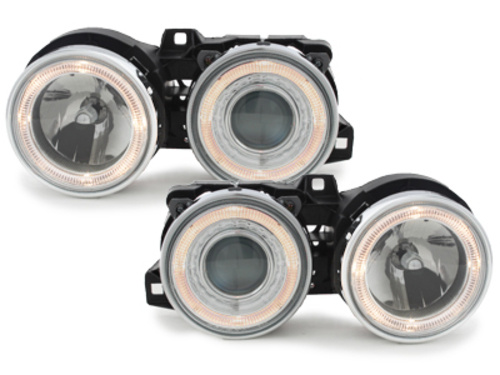 Faruri compatibil cu BMW E30 09.87-10.90 pozitie angel eyes crom SWB05DC