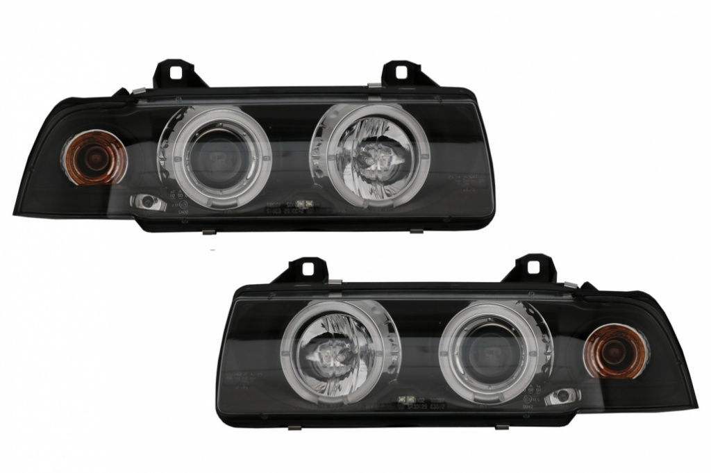 Faruri compatibil cu BMW E36 (1990-1999) Angel Eyes Black HLBME36B