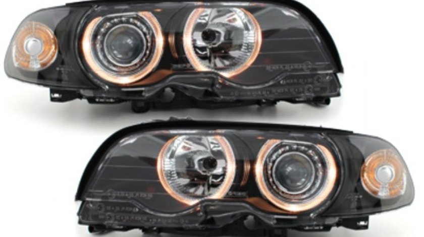 Faruri compatibil cu BMW E46 Coupe 98-02 pozitie angeleyes negru