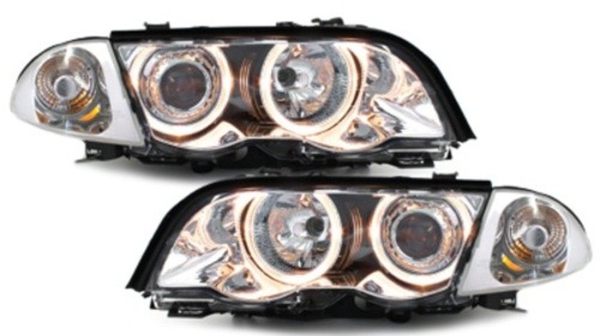 Faruri compatibil cu BMW E46 Lim. 98-01 pozitie angeleyes crom