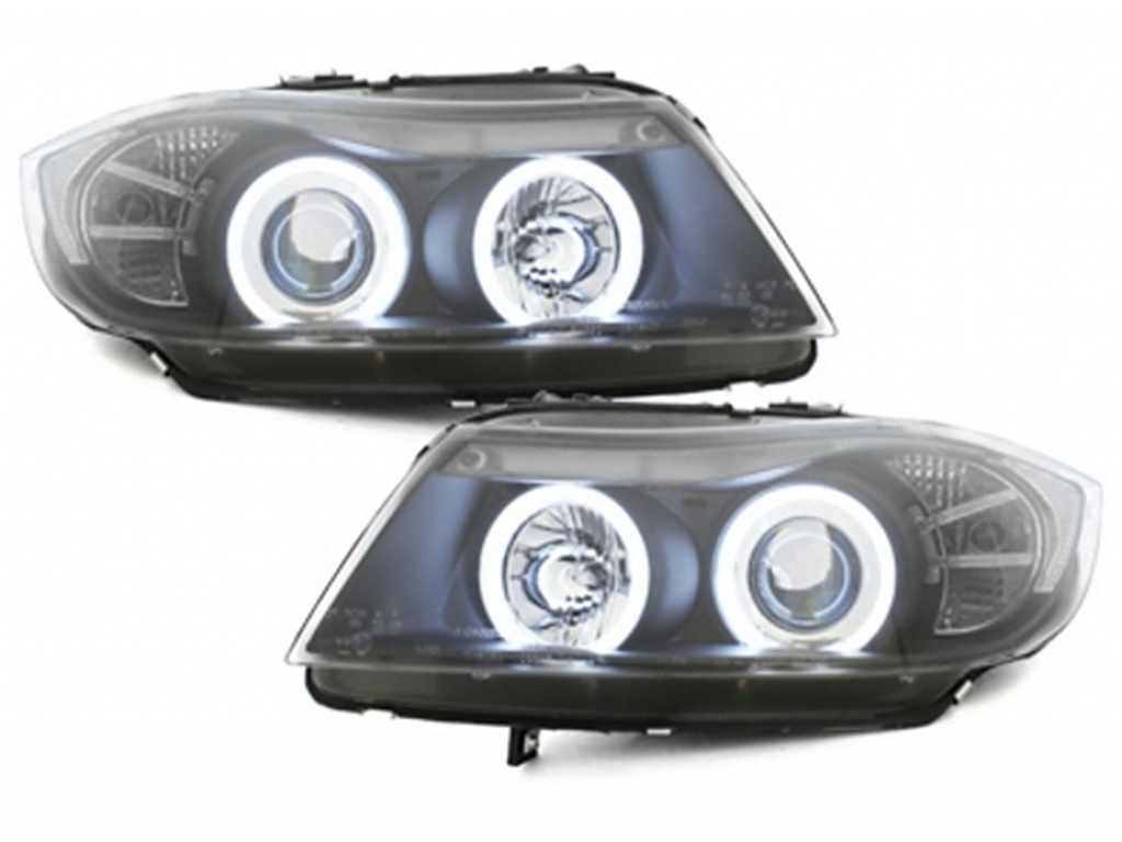 Faruri compatibil cu BMW E90/E91 3er_2 CCFL Angel Eyes Negru SWB12SBCCFL