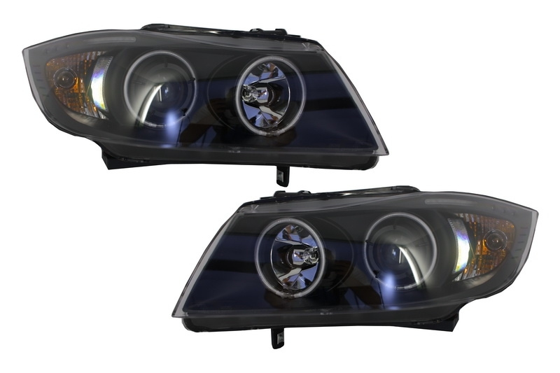 Faruri compatibil cu BMW E90 Pozitie Angeleyes CCFL Negru SWB12BCCFL