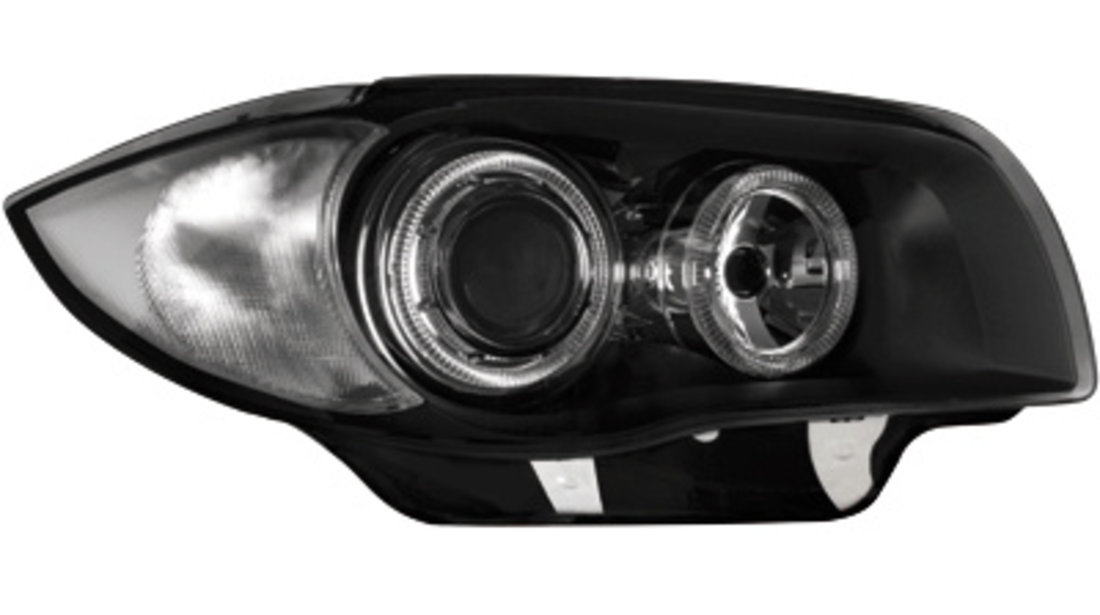 Faruri compatibil cu BMW Seria 1 E81 E82 E87 E88 (2004-2011) Angel Eyes Negru