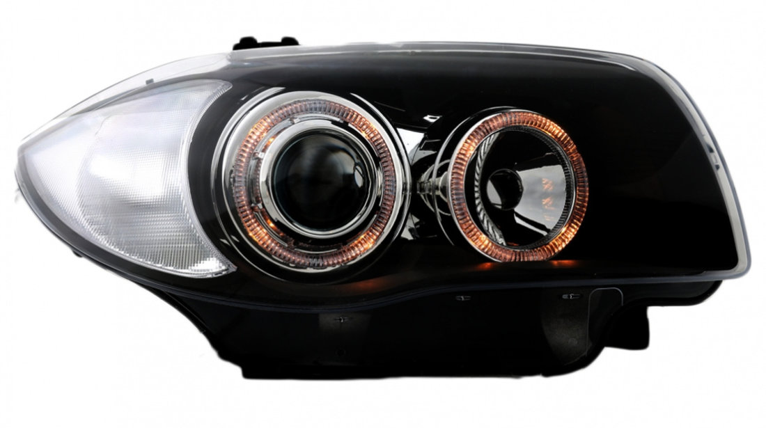 Faruri compatibil cu BMW Seria 1 E81 E82 E87 E88 (2004-2011) Angel Eyes Negru SWB14DB