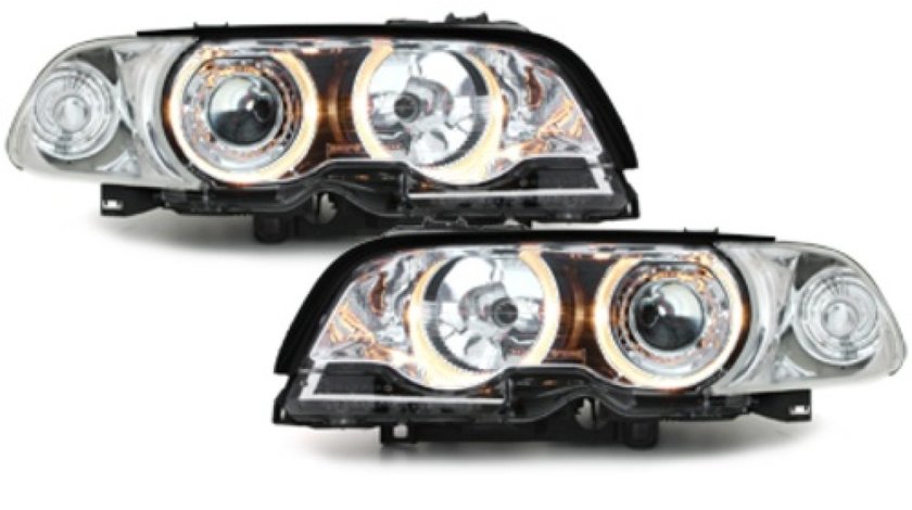 Faruri compatibil cu BMW Seria 3 E46 Coupe (1998-2002) Angel Eyes Crom