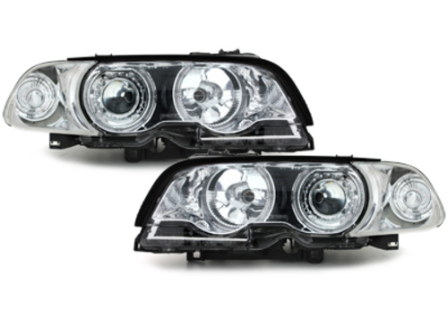 Faruri compatibil cu BMW Seria 3 E46 Coupe (1998-2002) Angel Eyes Crom SWB11AD