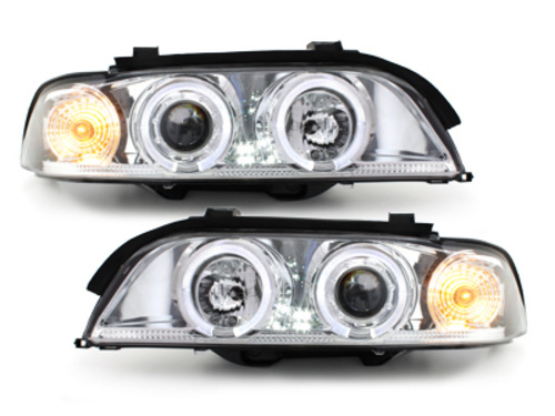Faruri compatibil cu BMW Seria 5 E39 (1995-2000) Angel Eyes Chrome SWB07