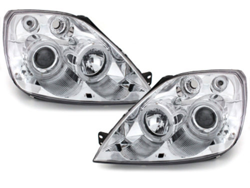 Faruri compatibil cu Ford Fiesta MK6 (05.2002-08.2005) Angel Eyes Crom SWF06